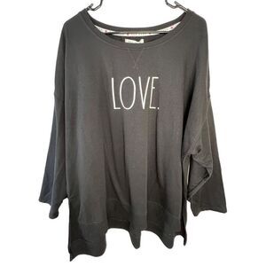 Rae Dunn Black and White Oversized Sweater With “Love” Graphic